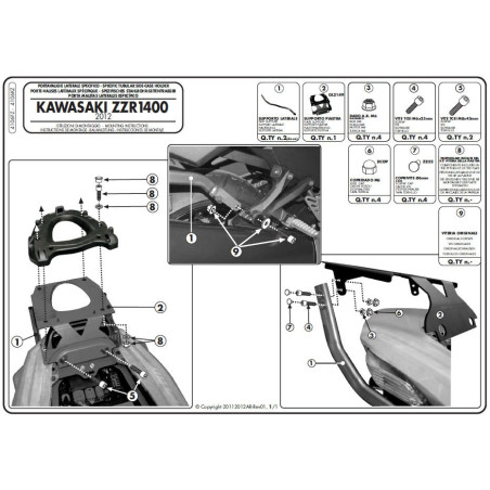 Stelaż pod kufer centralny do Kawasaki ZZR1400 [12-13] - Givi 4106FZ (zgodny z Kappa KZ4106)