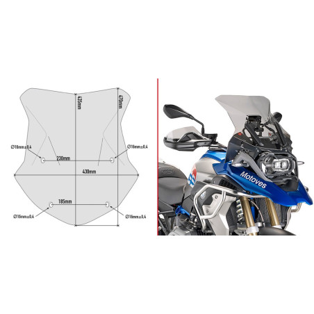 Szyba turystyczna Givi 5124D do BMW R1200GS LC [16-] / ADVENTURE [16-], wymaga D5108DKIT
