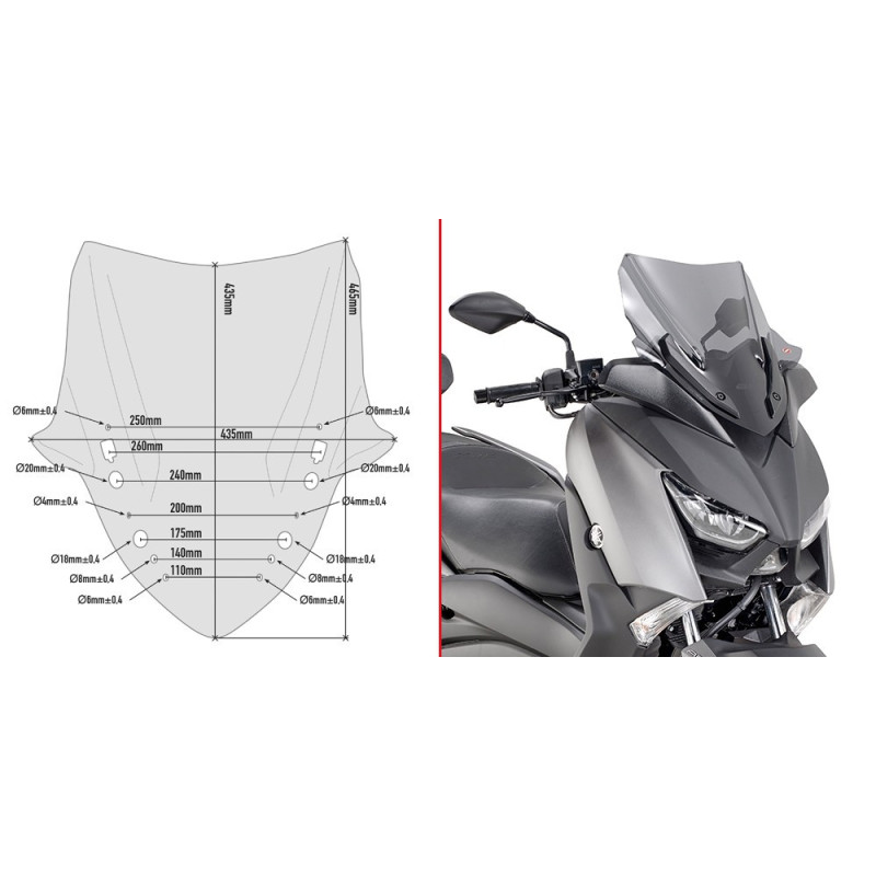 Szyba turystyczna Givi D2136S do Yamaha X-MAX 300 [17-], X-MAX 400 [18-]