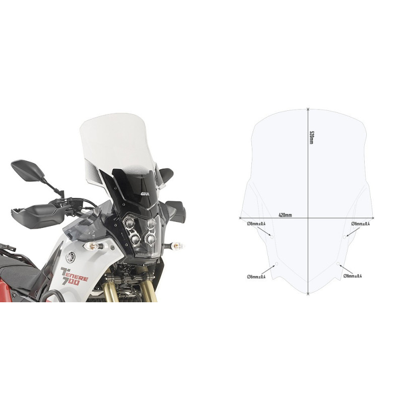 Szyba turystyczna Givi D2145ST do Yamaha Tenere 700 [19-]