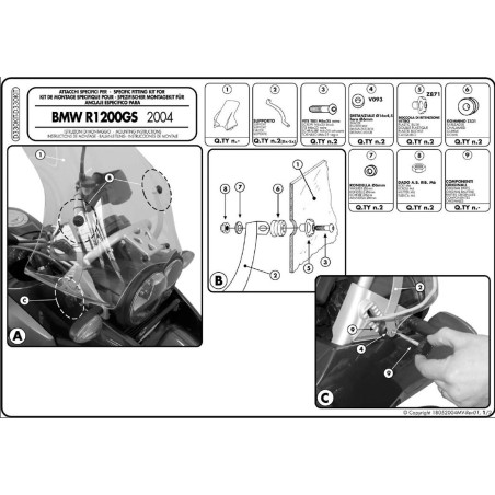 Zestaw mocujący D330KIT do szyby Givi 330DT